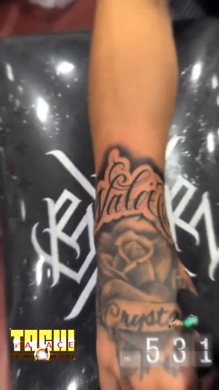 Tattoo by @charliebosquez โ lettering_script, black_and_grey