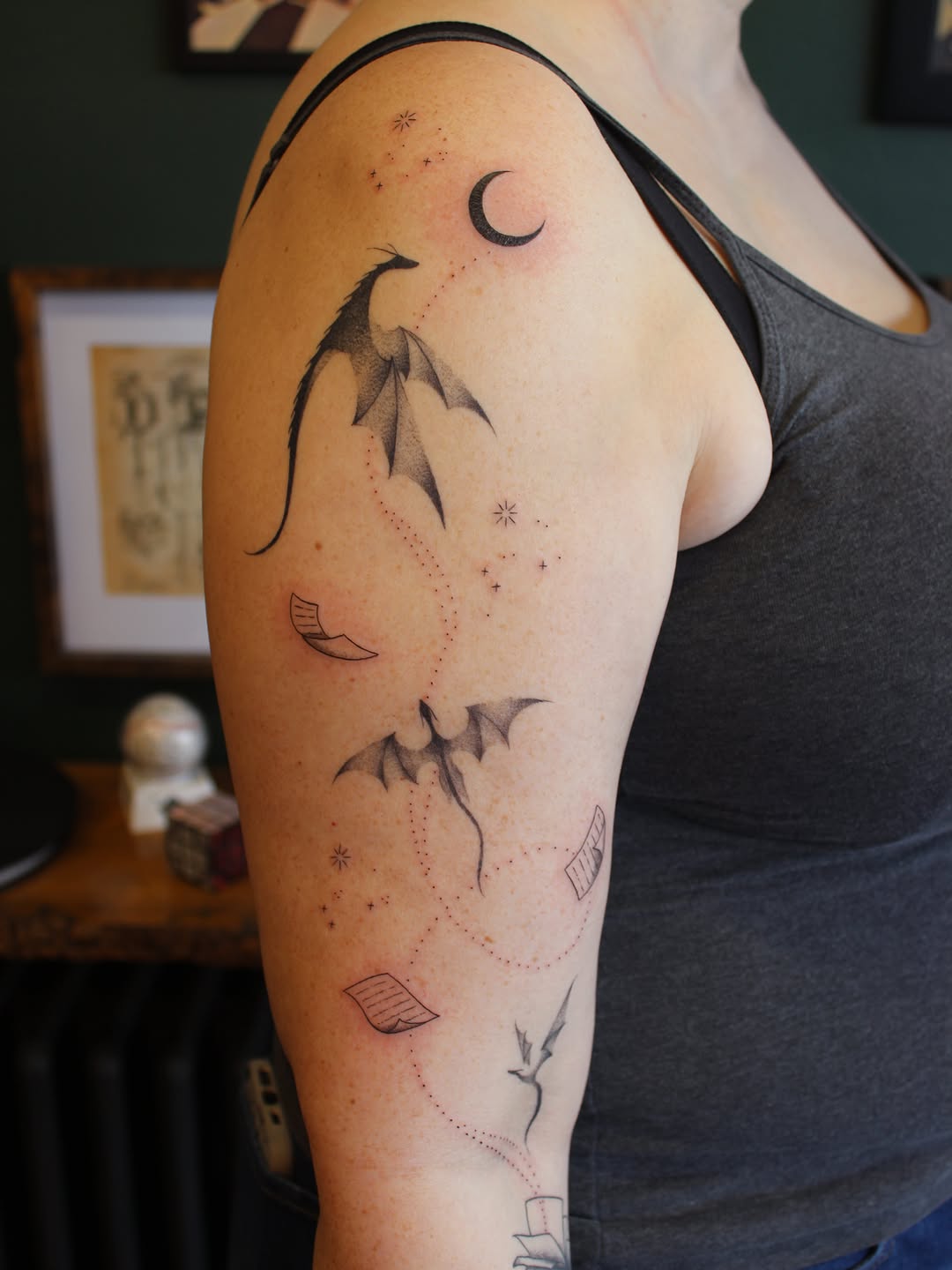 Tattoo by @emsky_ink โ fine_line, illustrative