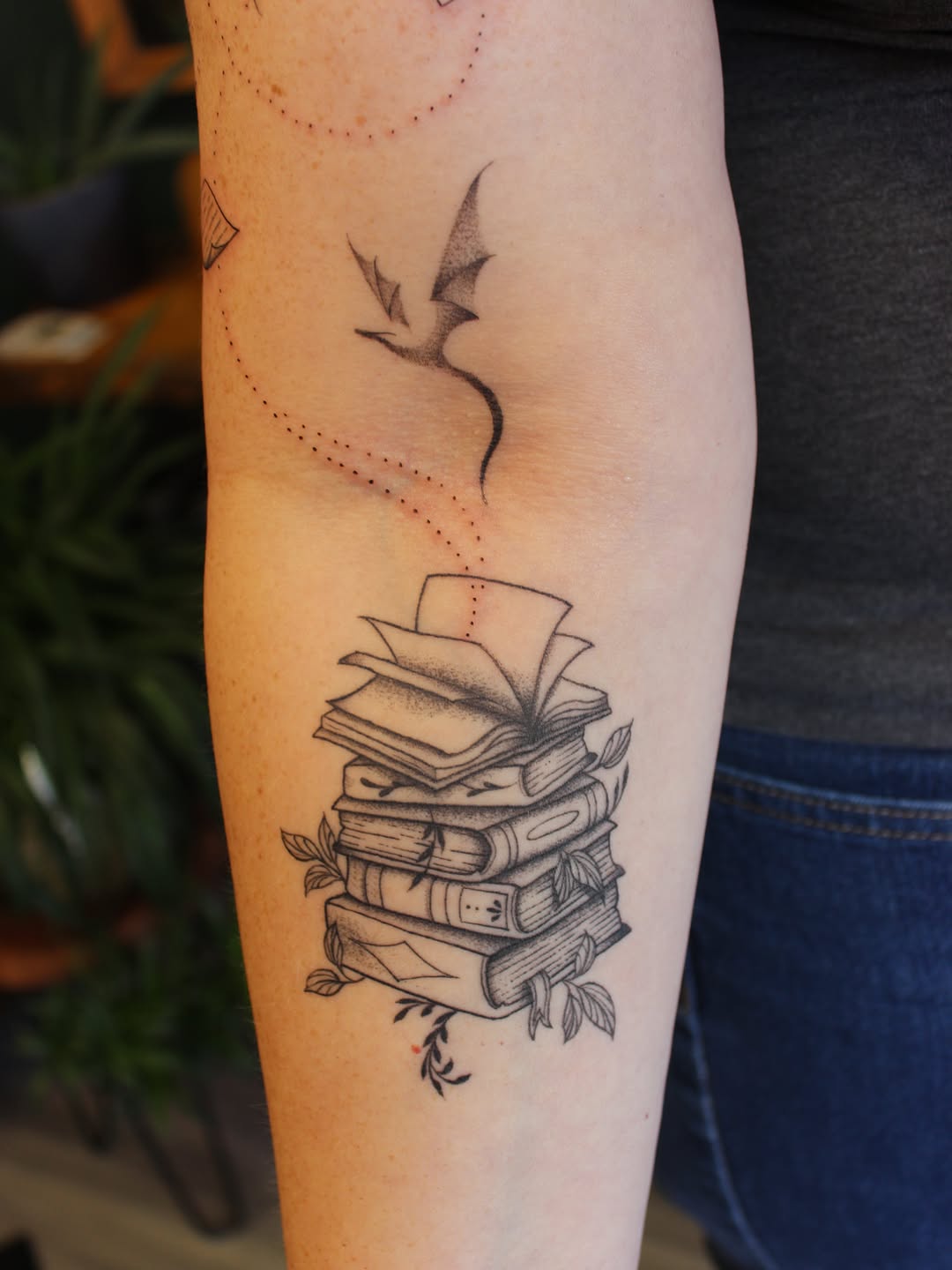 Tattoo by @emsky_ink โ fine_line, dotwork