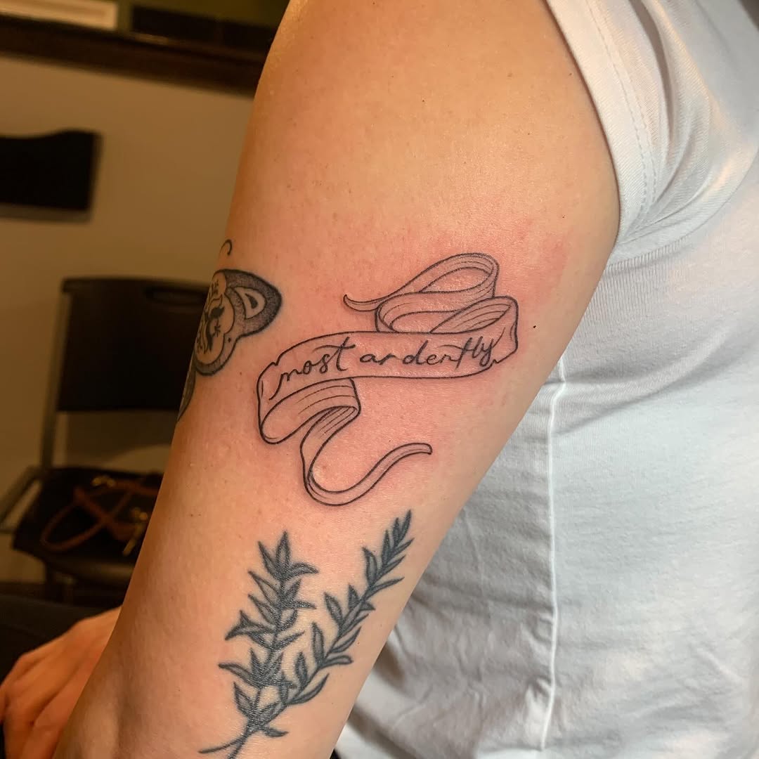 Tattoo by @tabby_wirebach_tattoos — lettering_script, fine_line