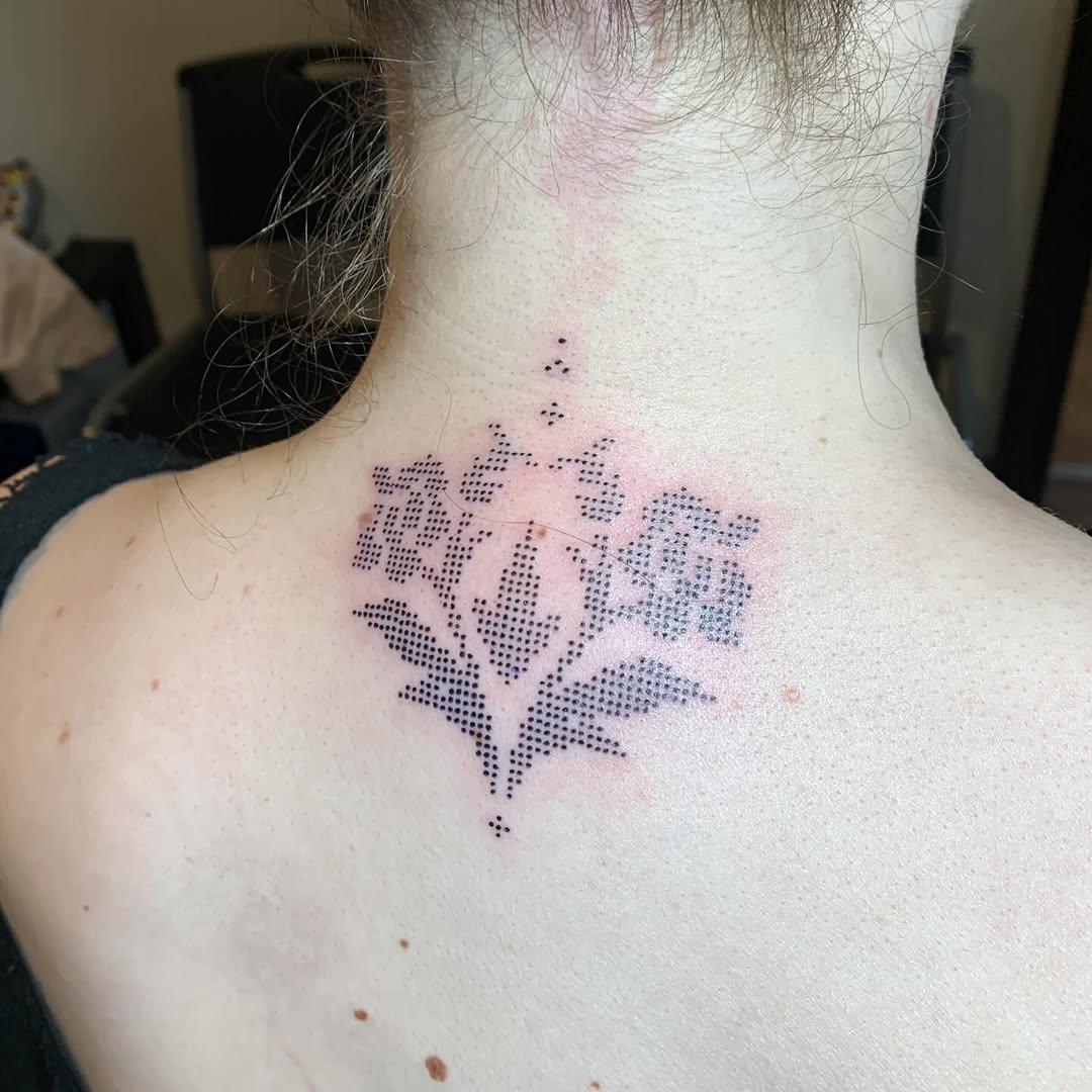 Tattoo by @tabby_wirebach_tattoos — dotwork, black_and_grey
