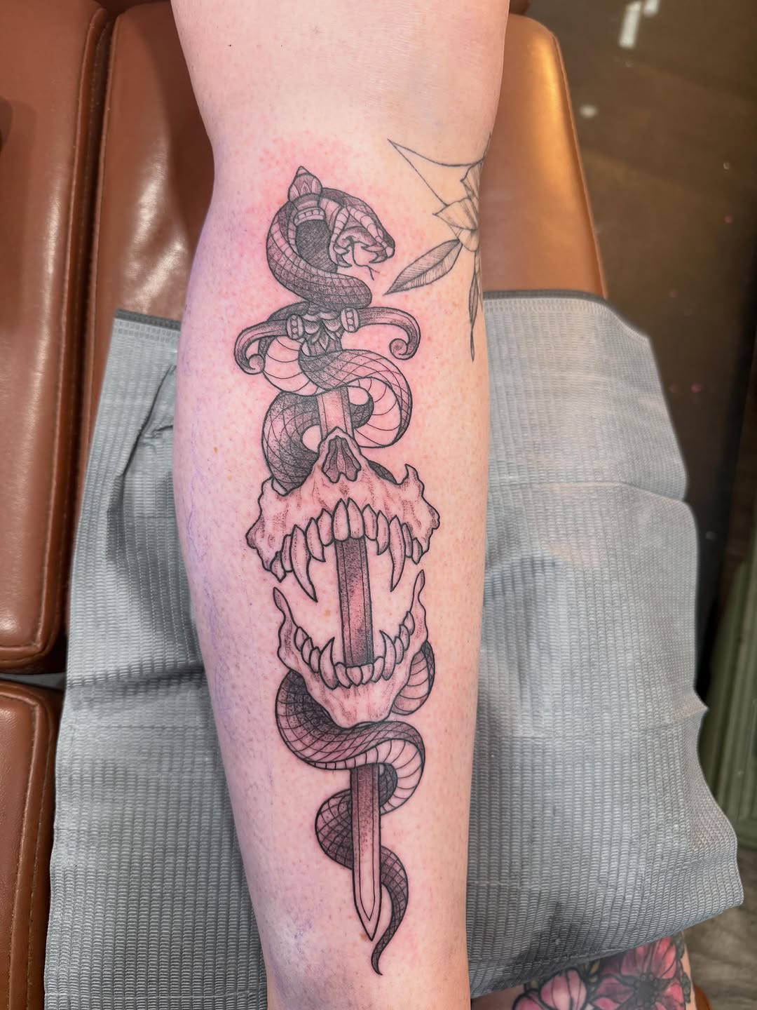 Tattoo by @honeysucktattoo โ american_traditional, black_and_grey