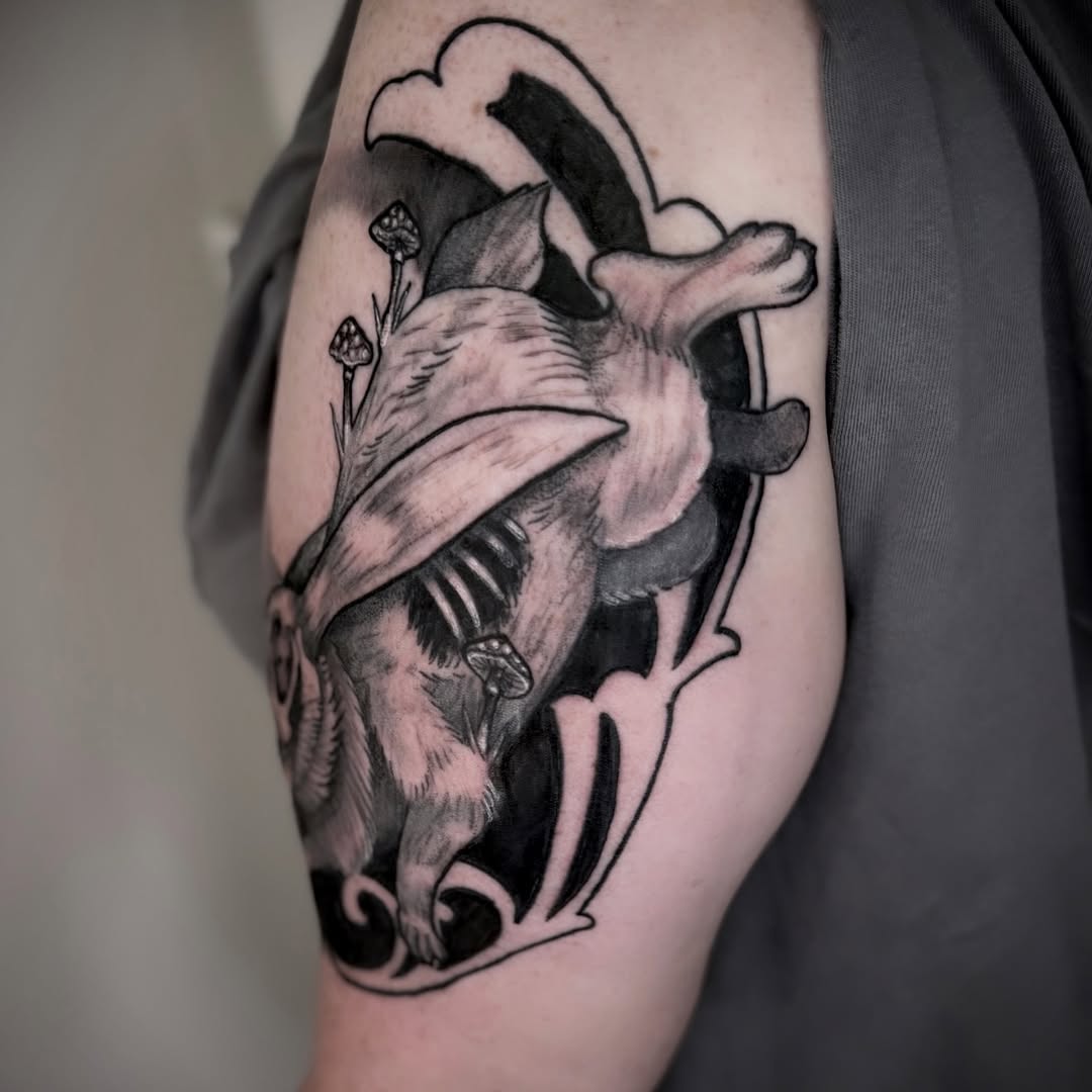 Tattoo by @sunken.rellik β realism, black_and_grey