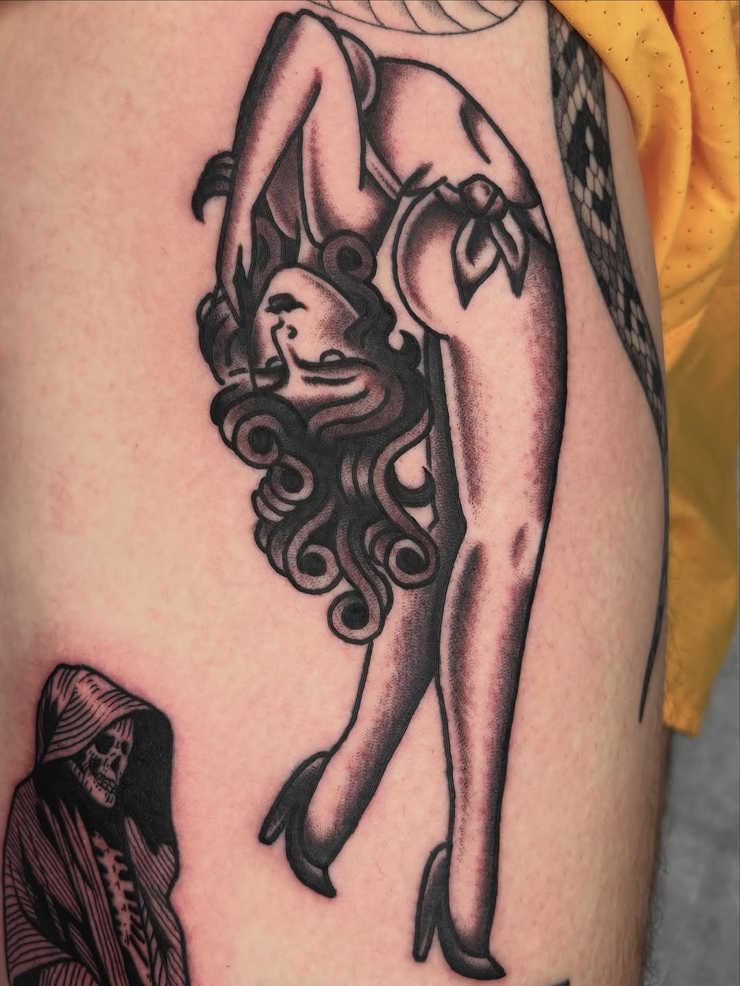 Tattoo by @karenforyoutattoo — american_traditional, black_and_grey