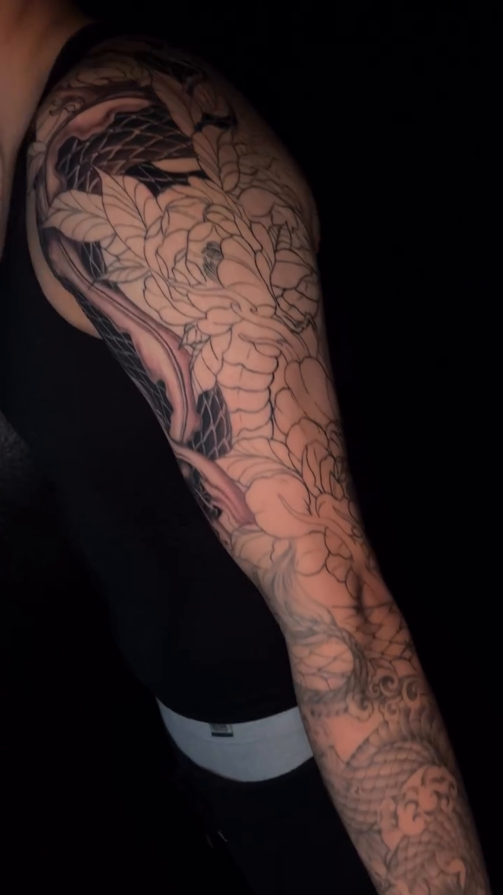 Tattoo by @bev.inkfiend — japanese_irezumi, black_and_grey