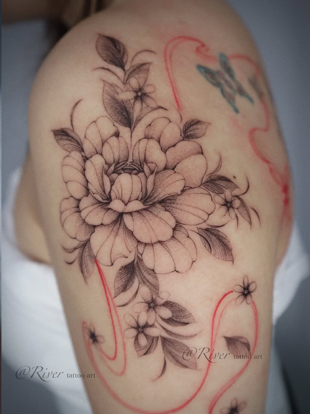 Tattoo by @rivertattooart โ fine_line, black_and_grey