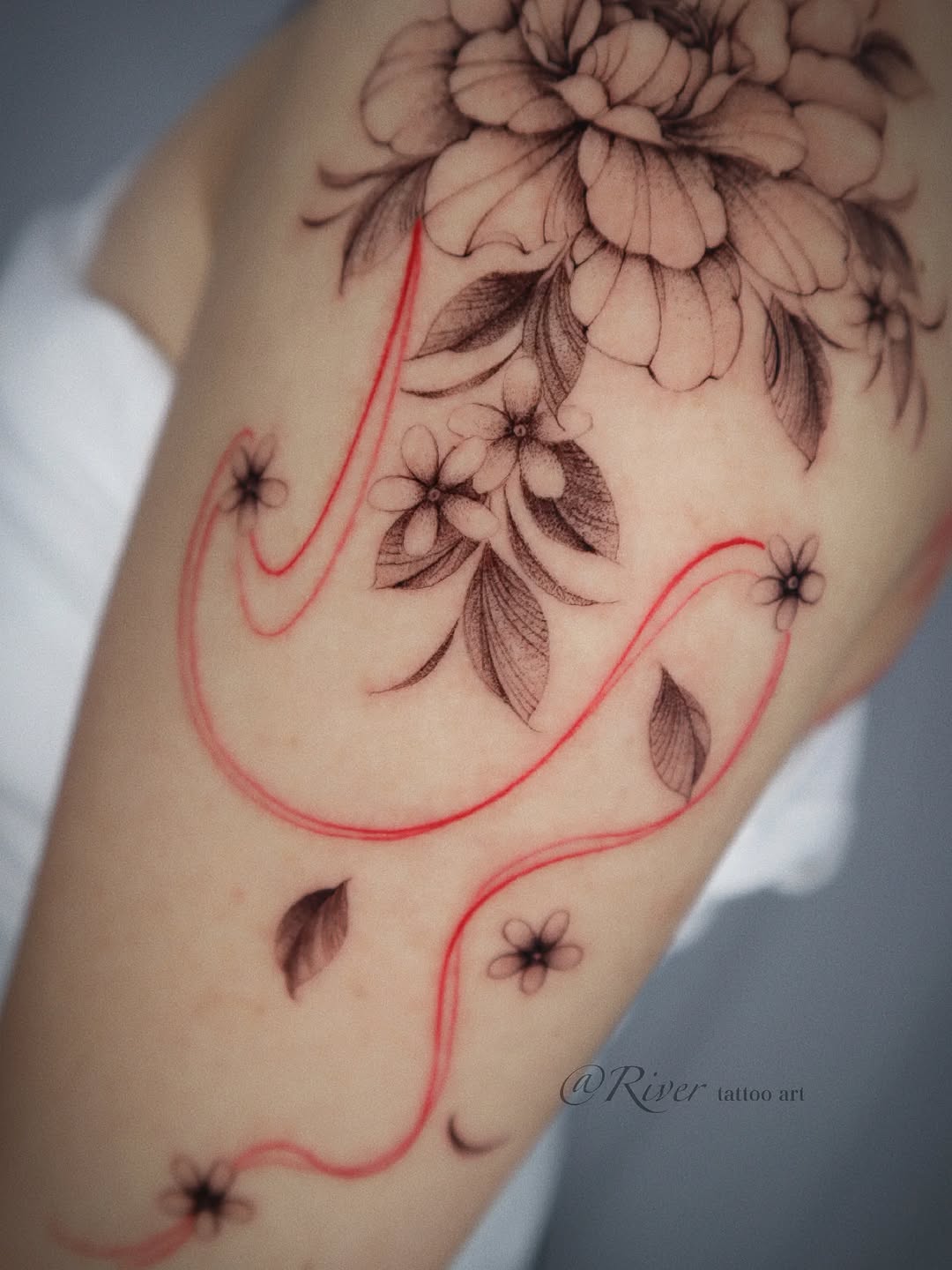 Tattoo by @rivertattooart โ fine_line, black_and_grey