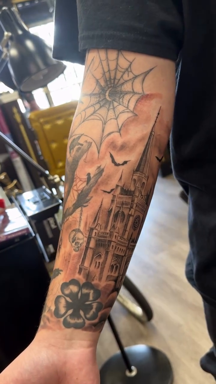 Tattoo by @pastorsdarkarts — black_and_grey, realism