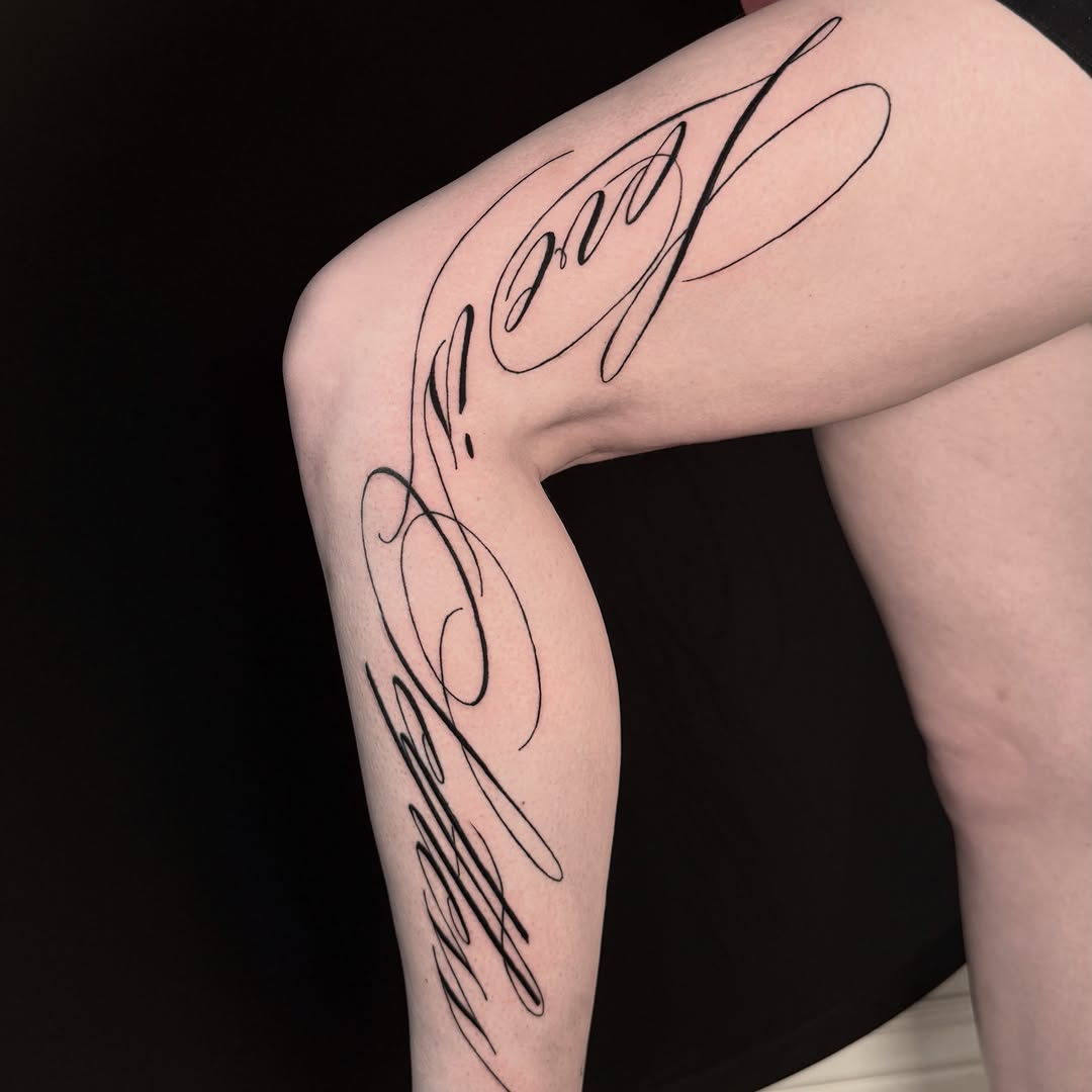Tattoo by @diosa_tattoos_ — lettering_script, fine_line