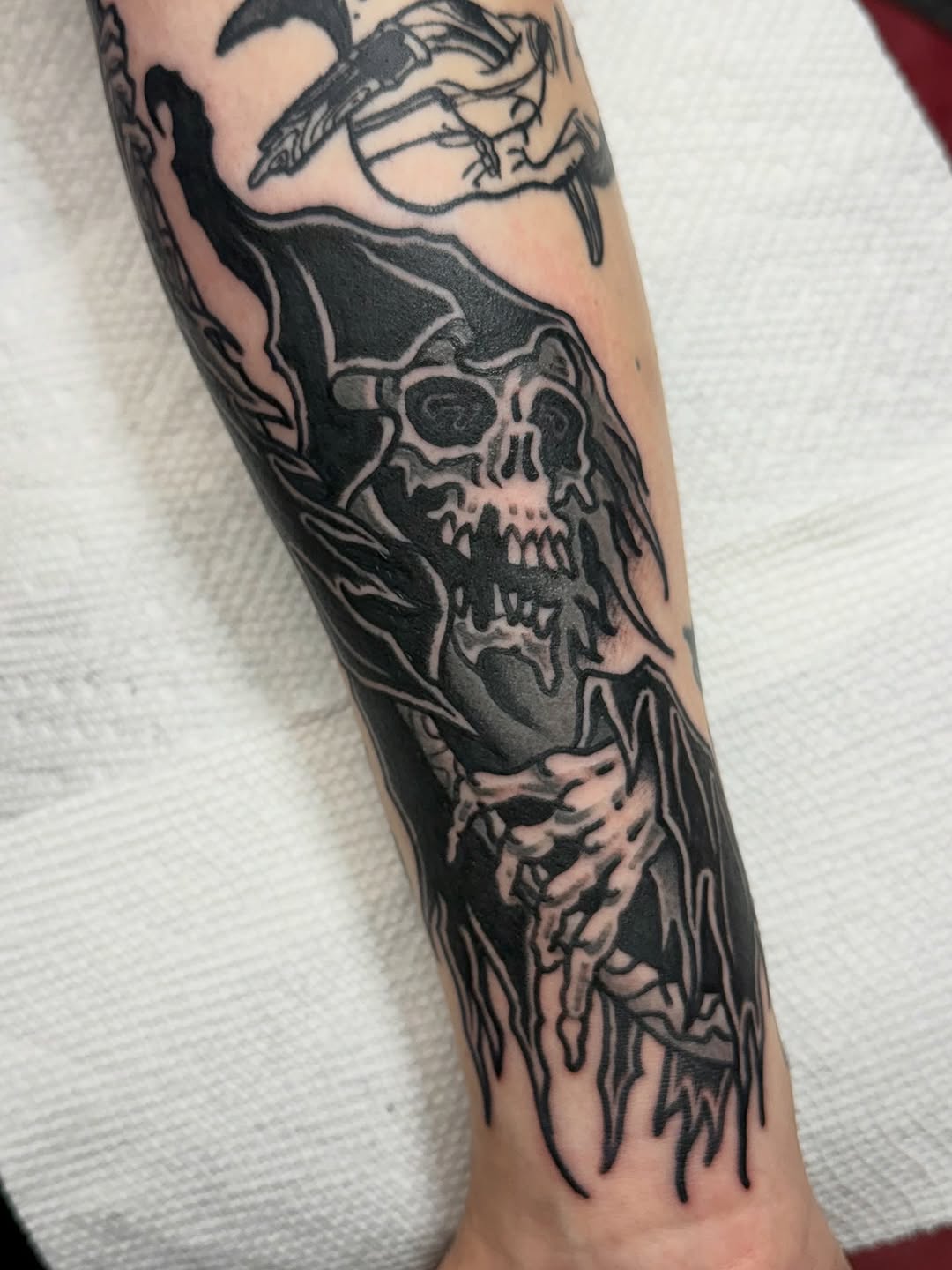 Tattoo by @patrickxtattoos — blackwork, illustrative
