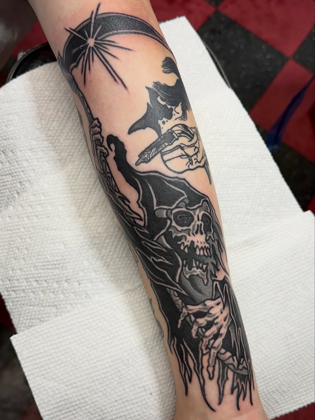 Tattoo by @patrickxtattoos — blackwork, illustrative