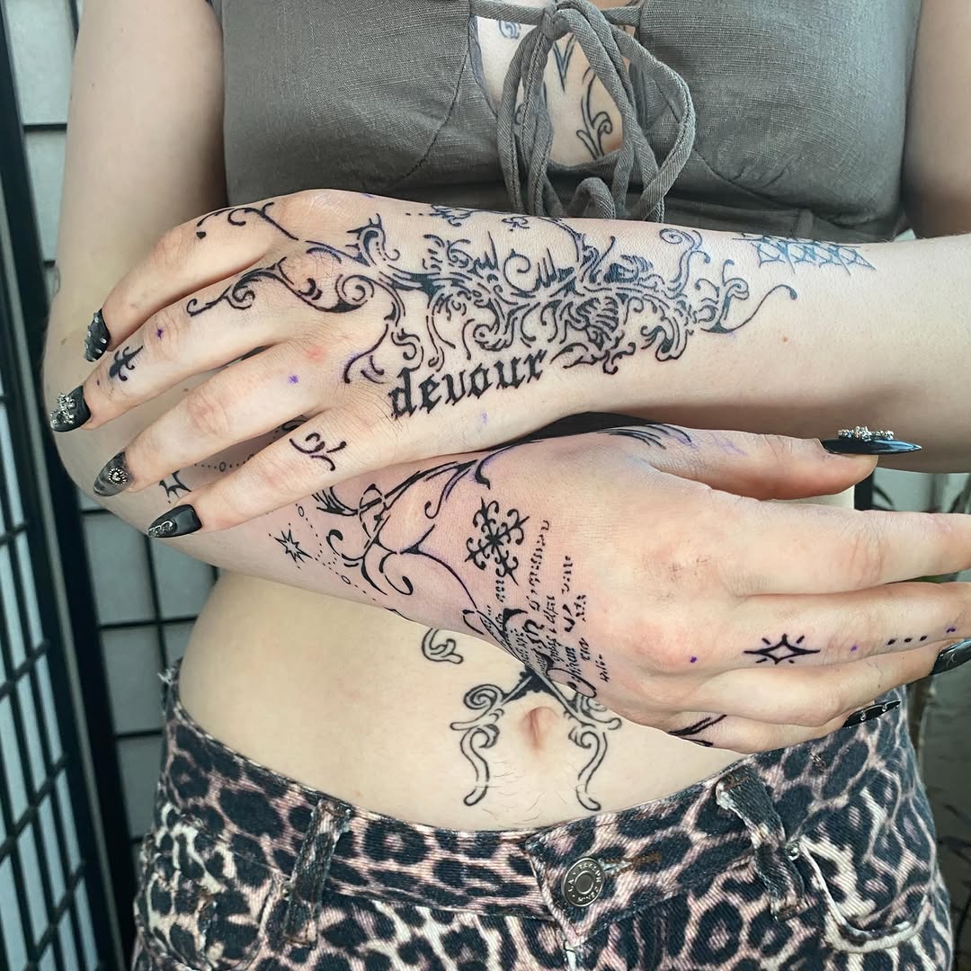 Tattoo by @woodniptat โ lettering_script, fine_line