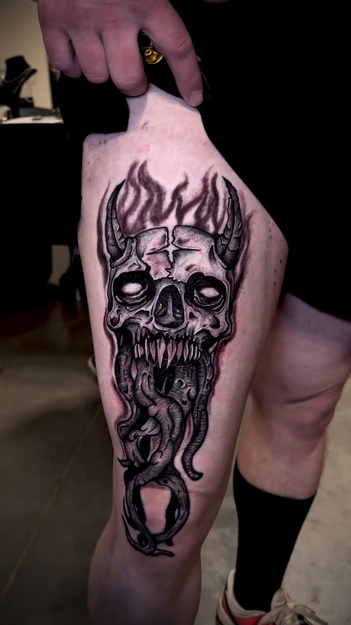 Tattoo by @blvckheart_ink — dark_realism, blackwork