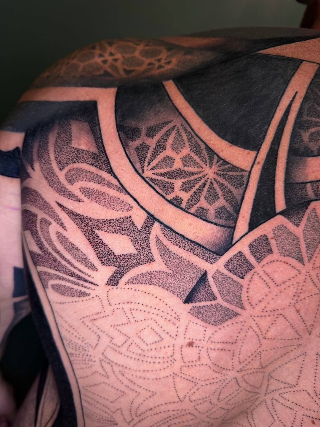 Tattoo by @sarah_margaret_tattoo — dotwork, geometric