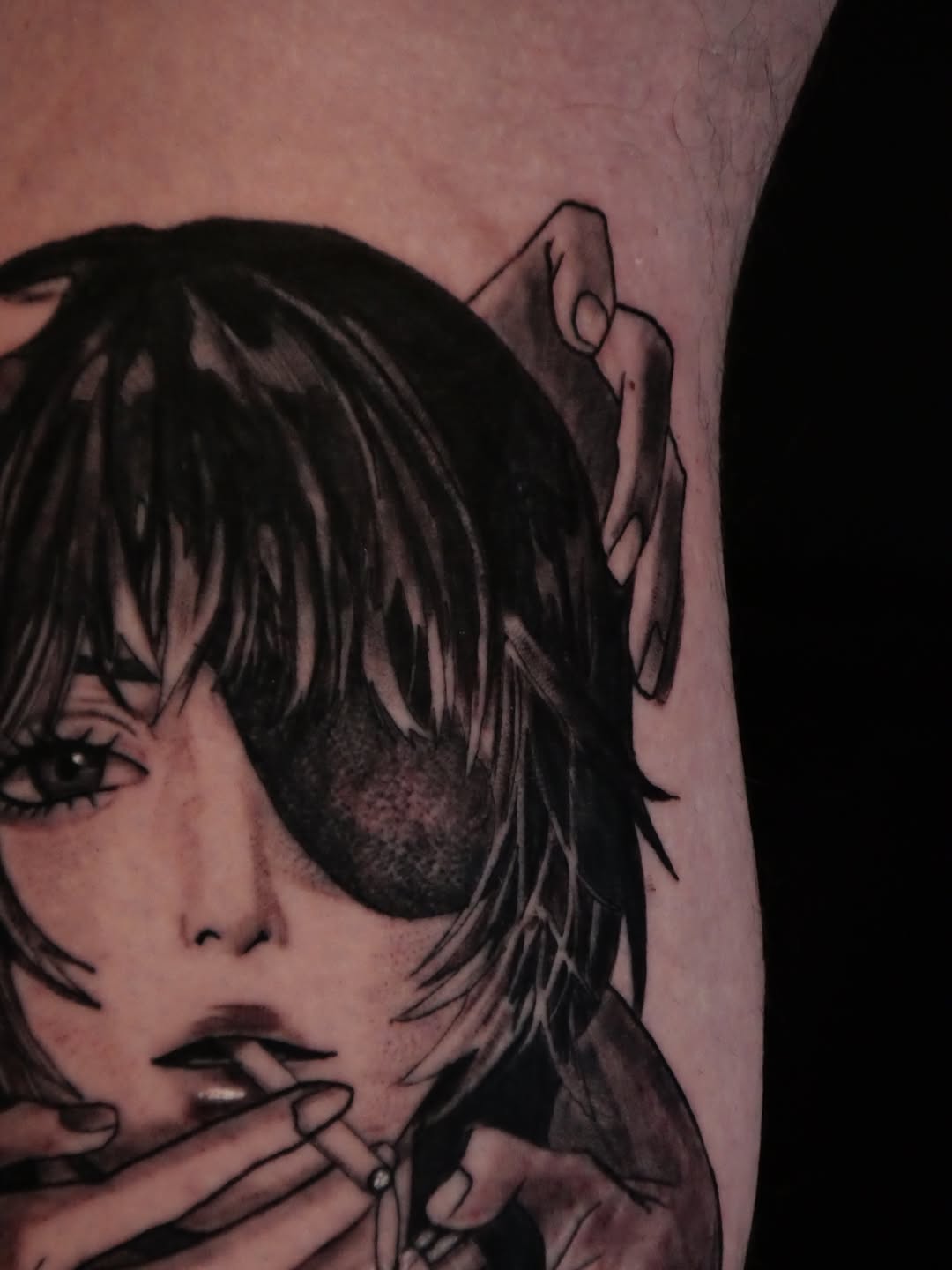 Tattoo by @eclipsedscarletart — black_and_grey, realism