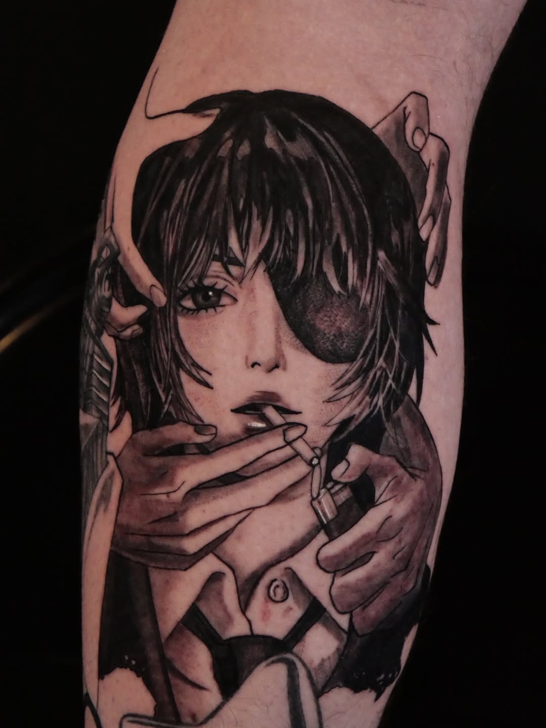 Tattoo by @eclipsedscarletart — black_and_grey, realism