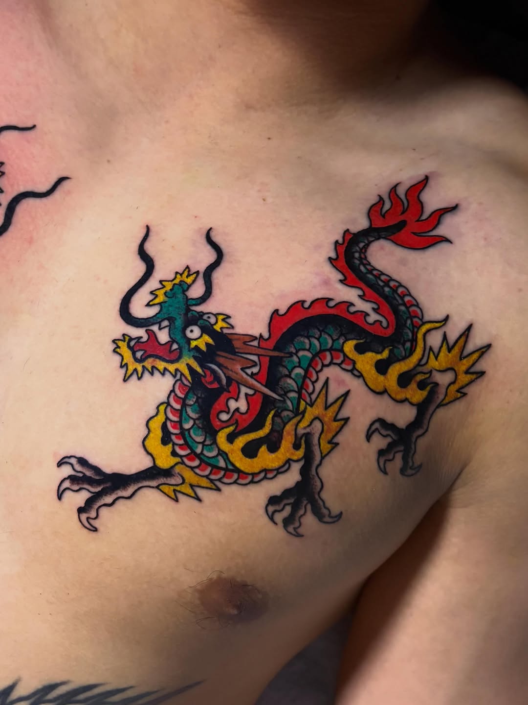 Tattoo by @elmertattoos — japanese_irezumi, american_traditional