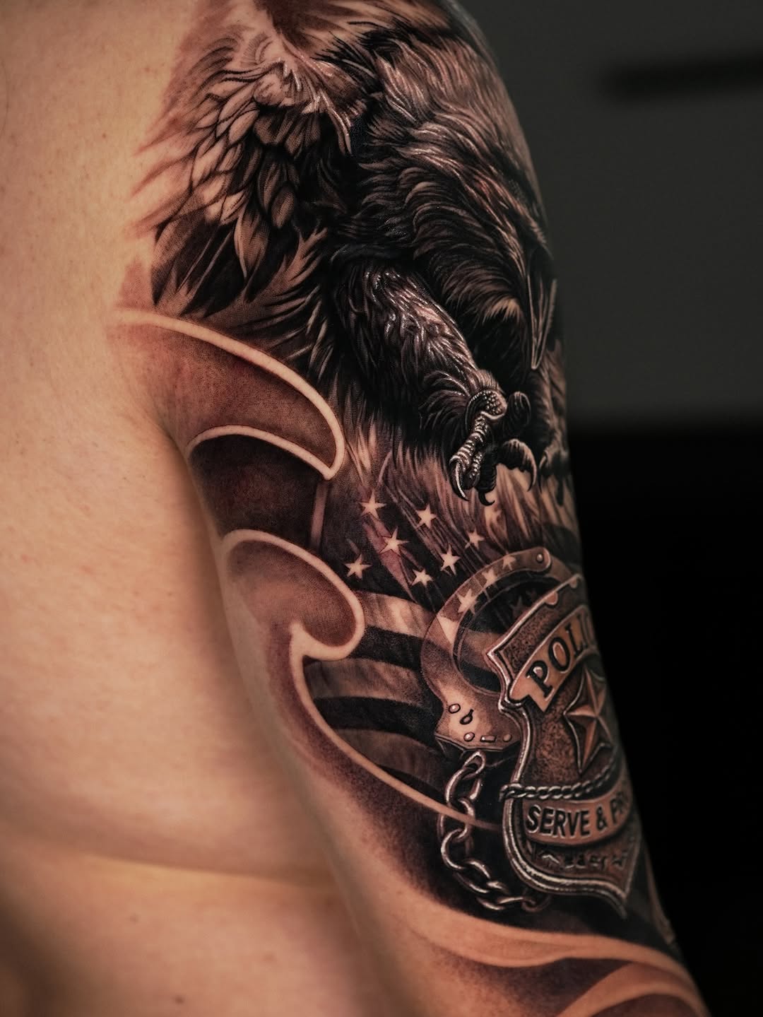 Tattoo by @sumok_tattoo β realism, black_and_grey