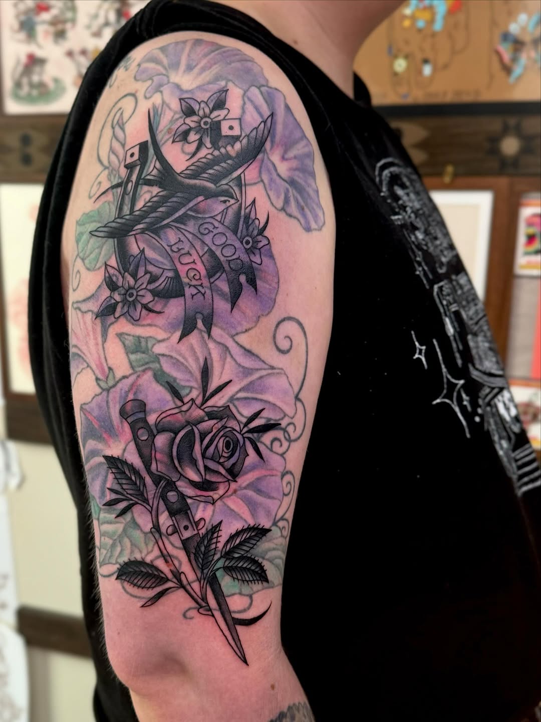 Tattoo by @tina_b_draws — american_traditional, black_and_grey