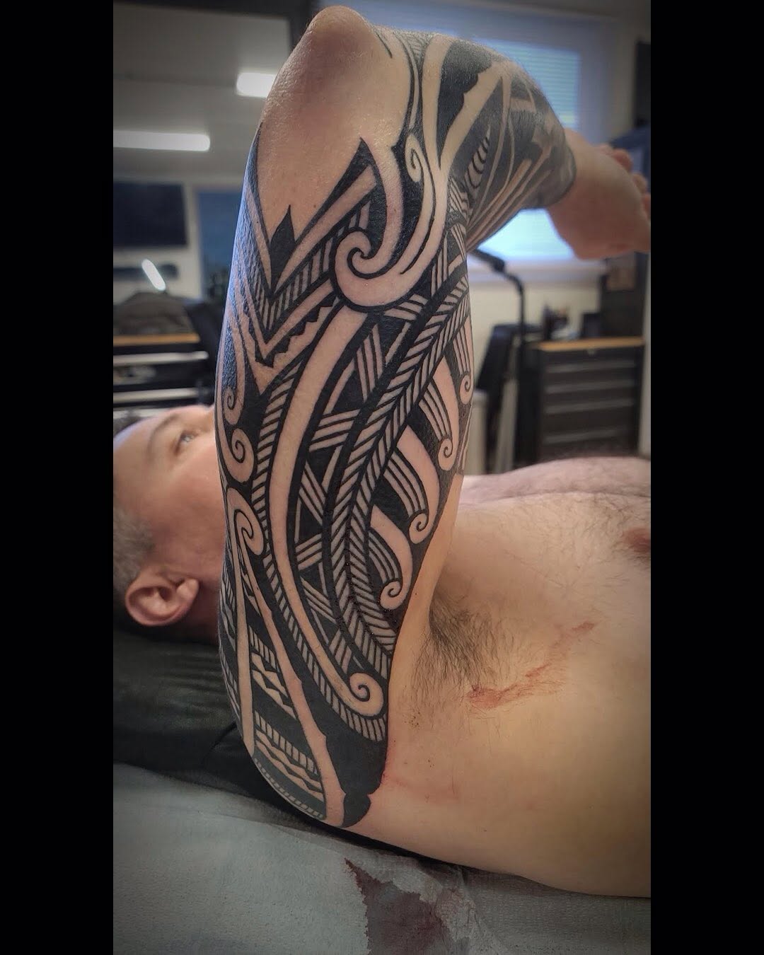 Tattoo by @hiwawolfe — tribal, blackwork