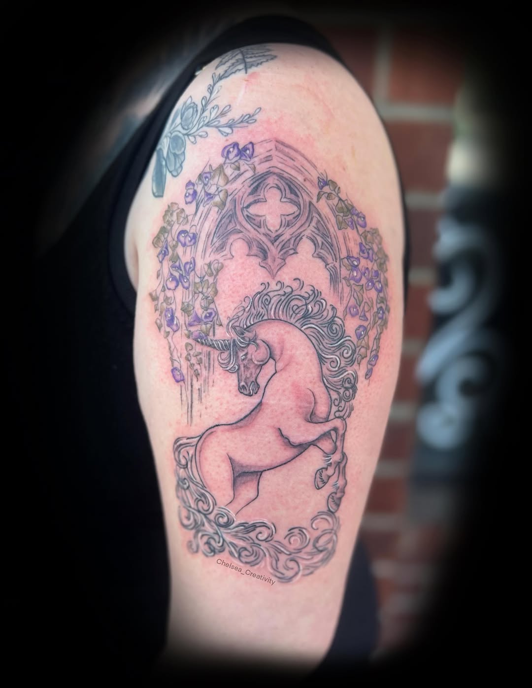 Tattoo by @chelsea_creativity — illustrative, black_and_grey