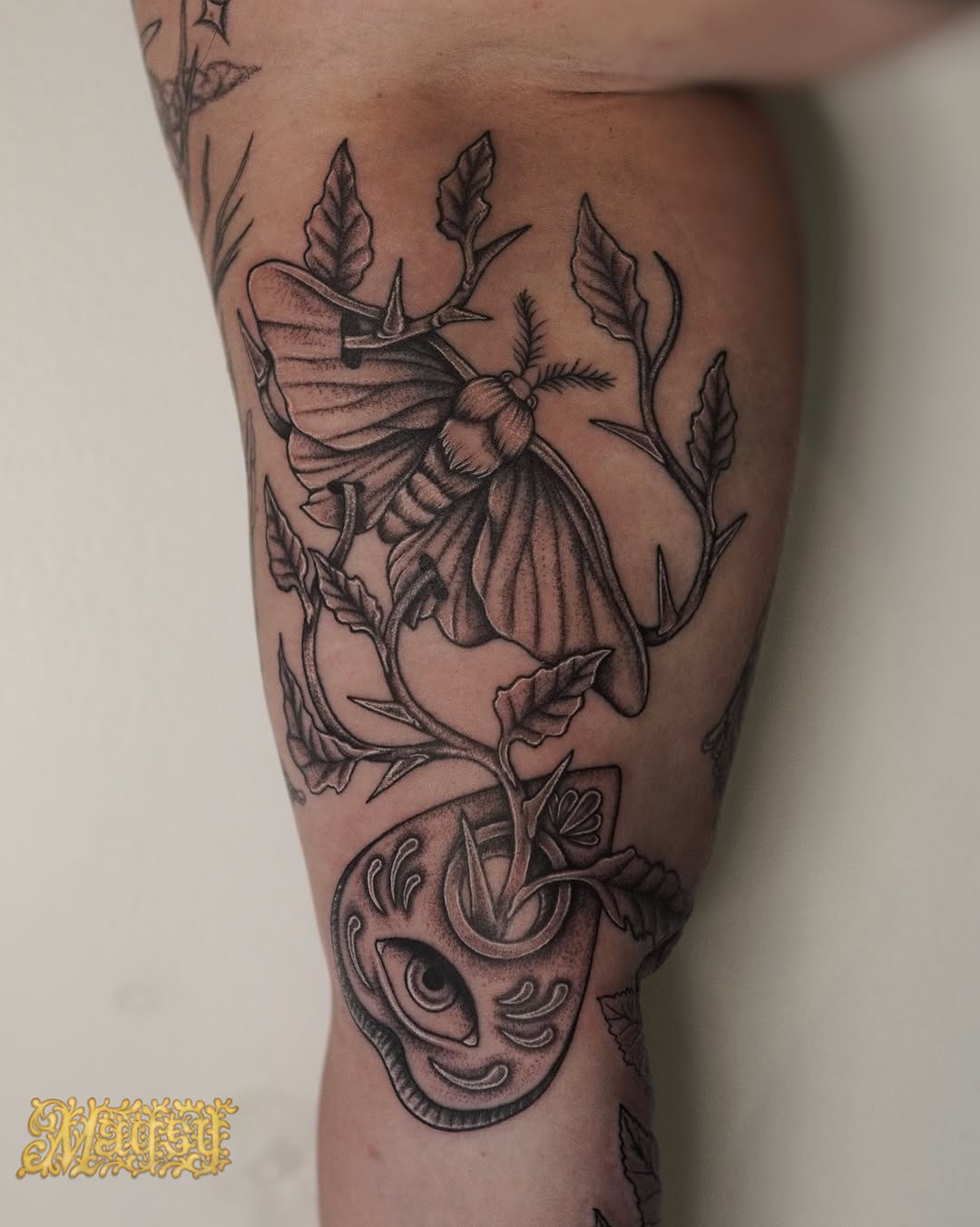 Tattoo by @artofmagsy — black_and_grey, dotwork