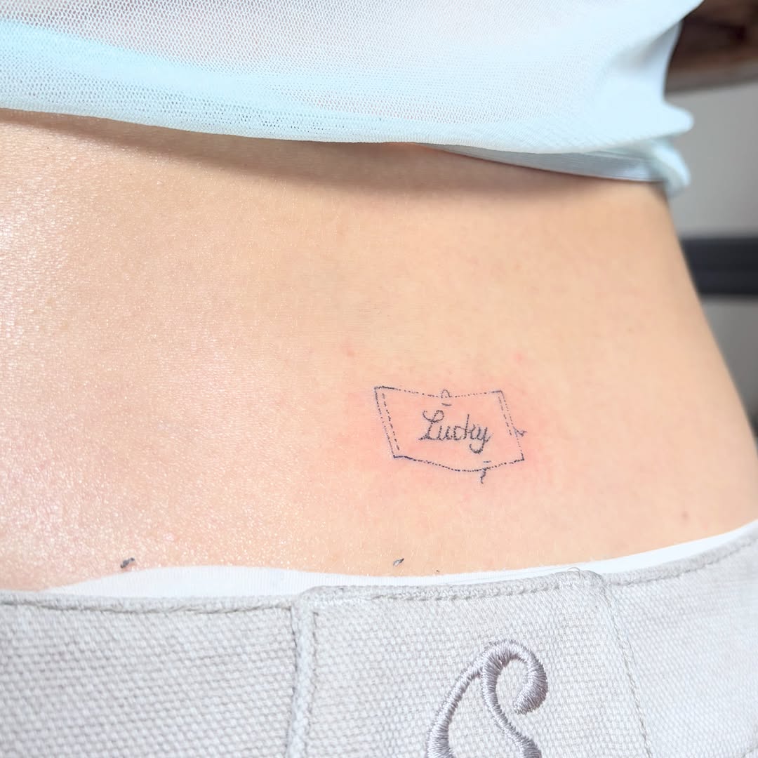 Tattoo by @drawnfromemories — lettering_script, fine_line