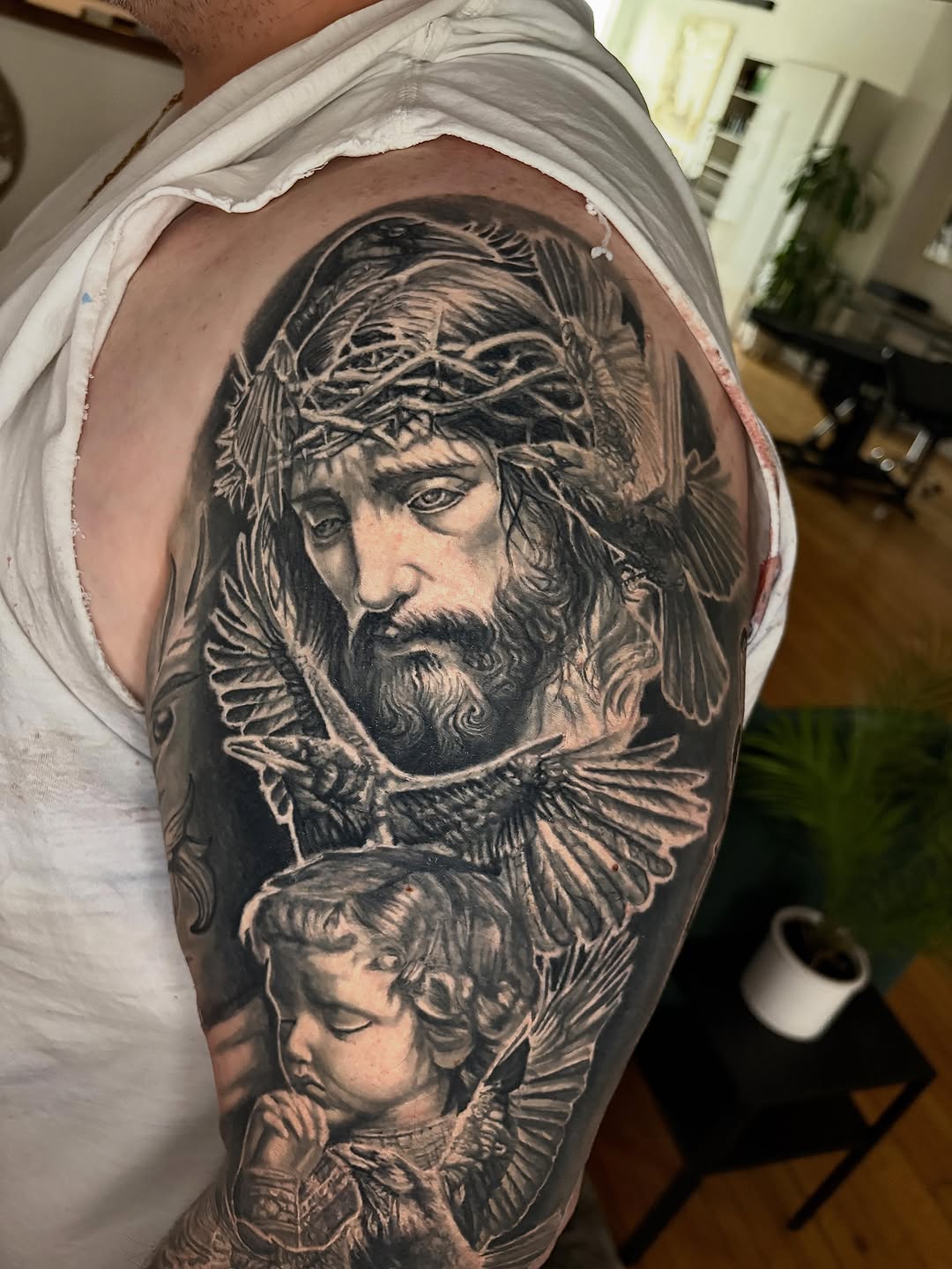 Tattoo by @jaceehamiltontattoos — realism, black_and_grey