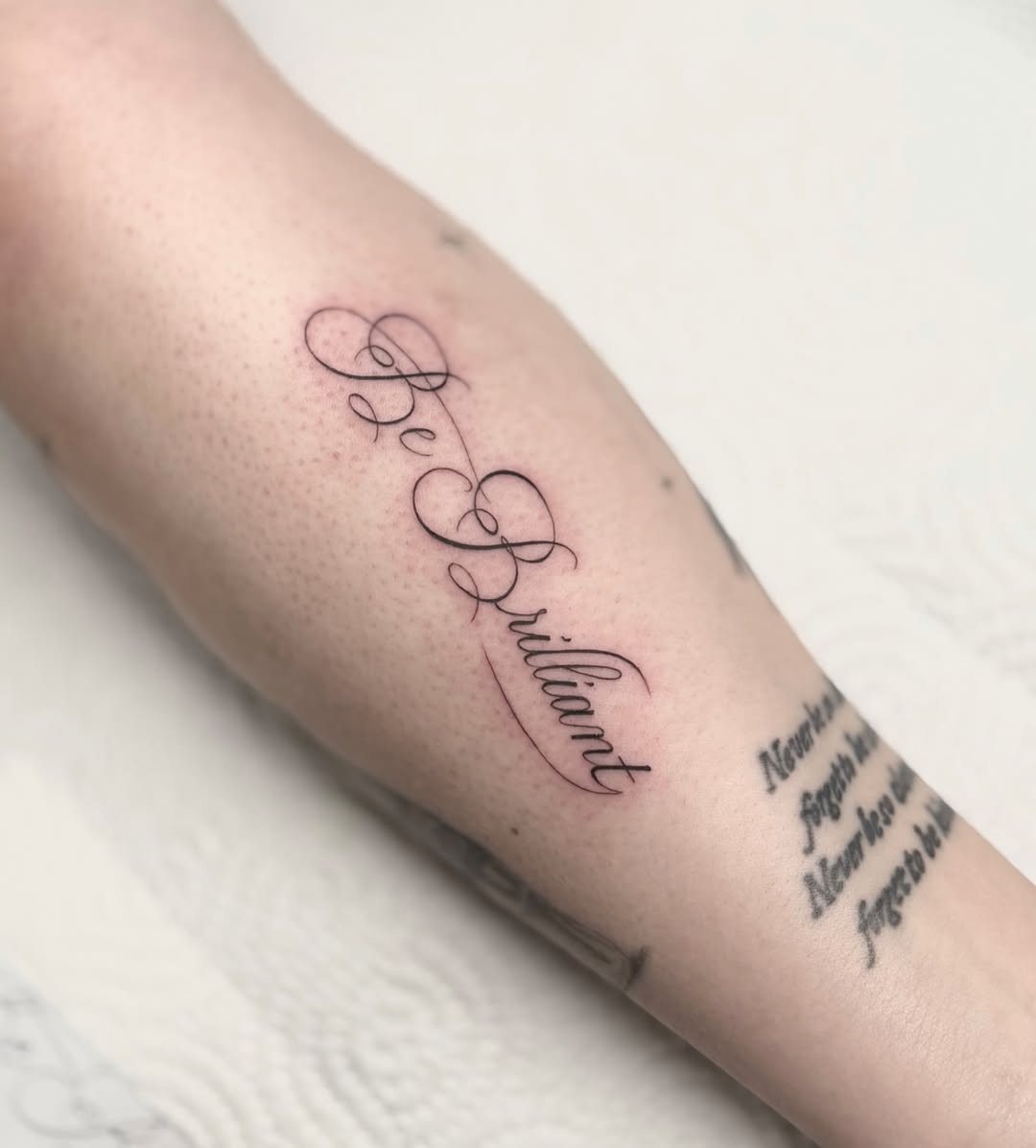 Tattoo by @finickyink โ lettering_script, fine_line