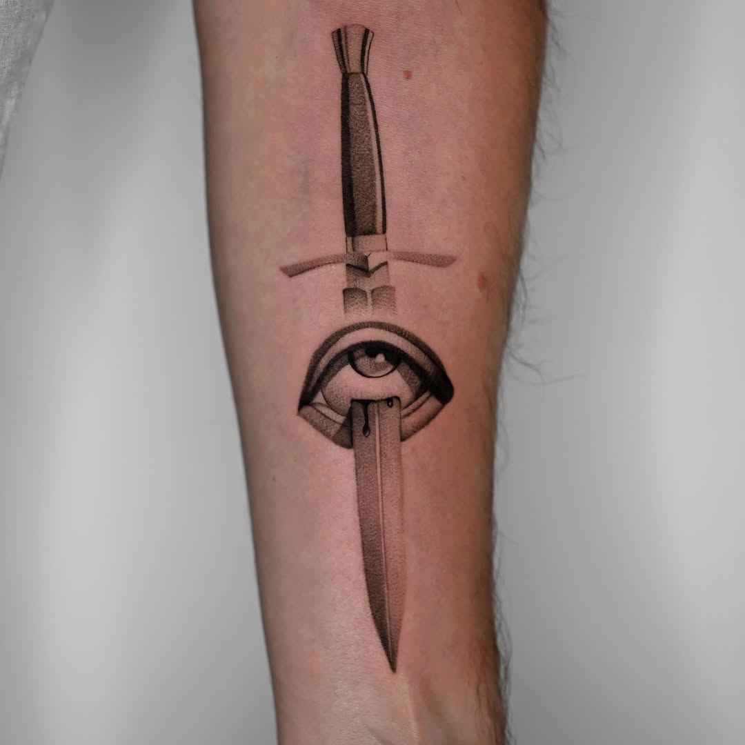 Tattoo by @domcozzaart — black_and_grey, dotwork