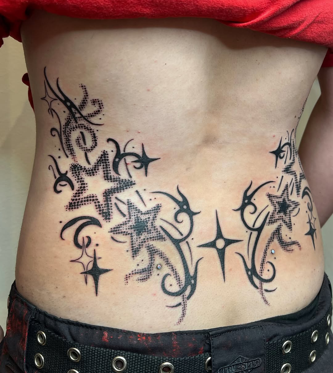 Tattoo by @toothfairytats — dotwork, tribal