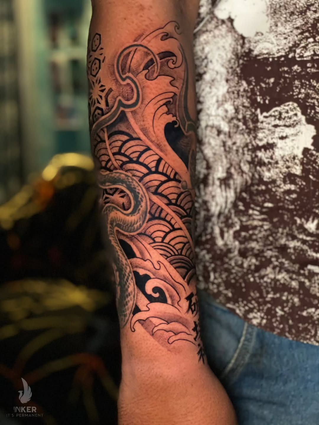 Tattoo by @suvo_the_inker — japanese_irezumi, black_and_grey