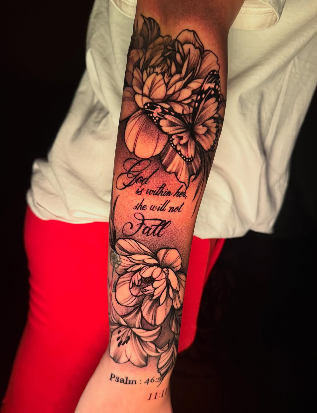 Tattoo by @ramirez.tats โ lettering_script, black_and_grey
