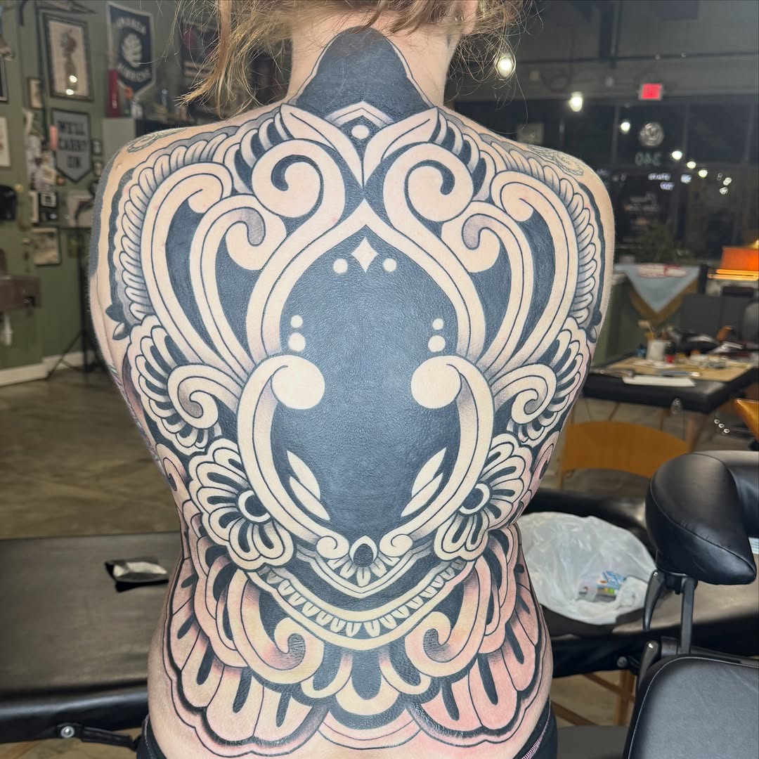 Tattoo by @chrisskon — blackwork, ornamental
