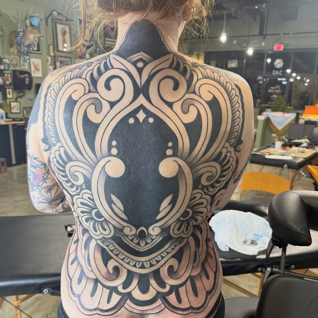 Tattoo by @chrisskon — blackwork, ornamental