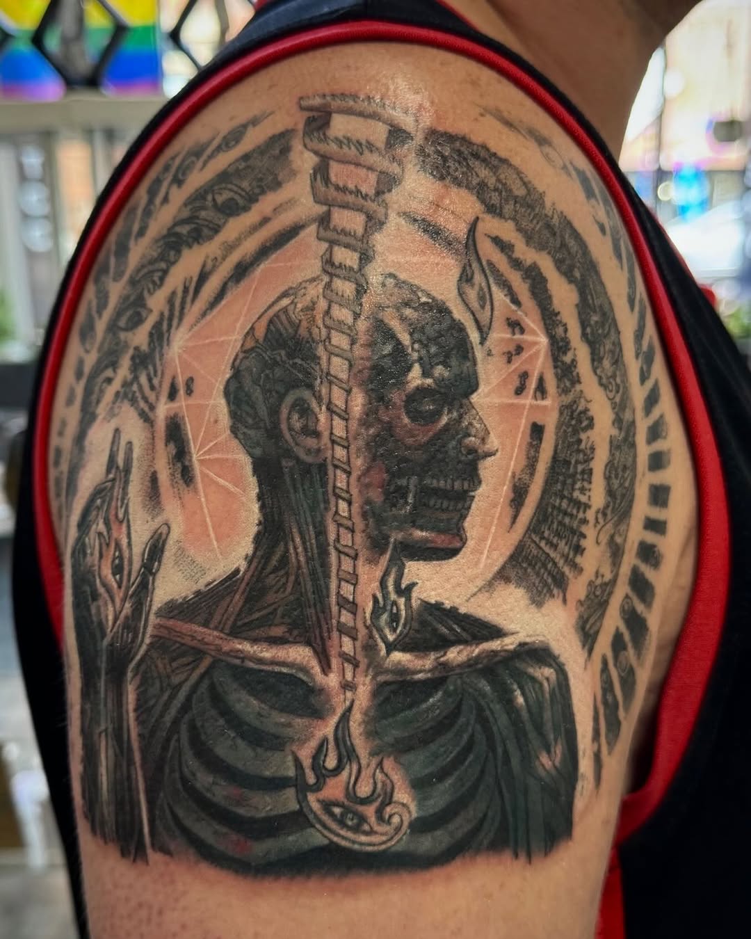 Tattoo by @bollingerart — black_and_grey, dark_realism