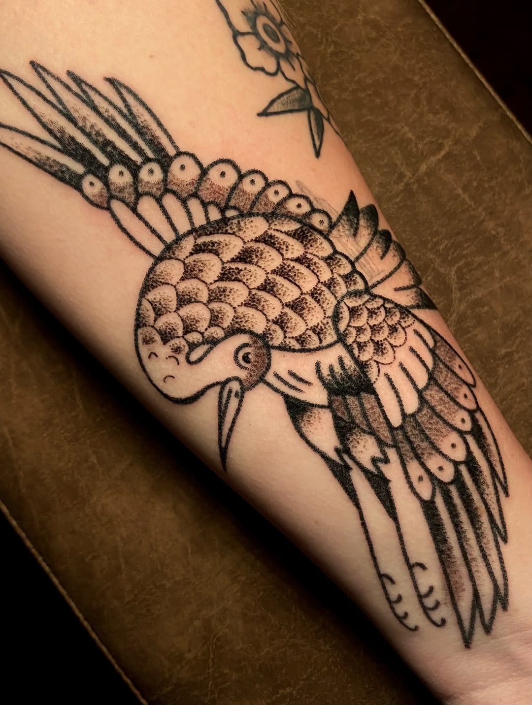 Tattoo by @cluelesstattoos — american_traditional, dotwork