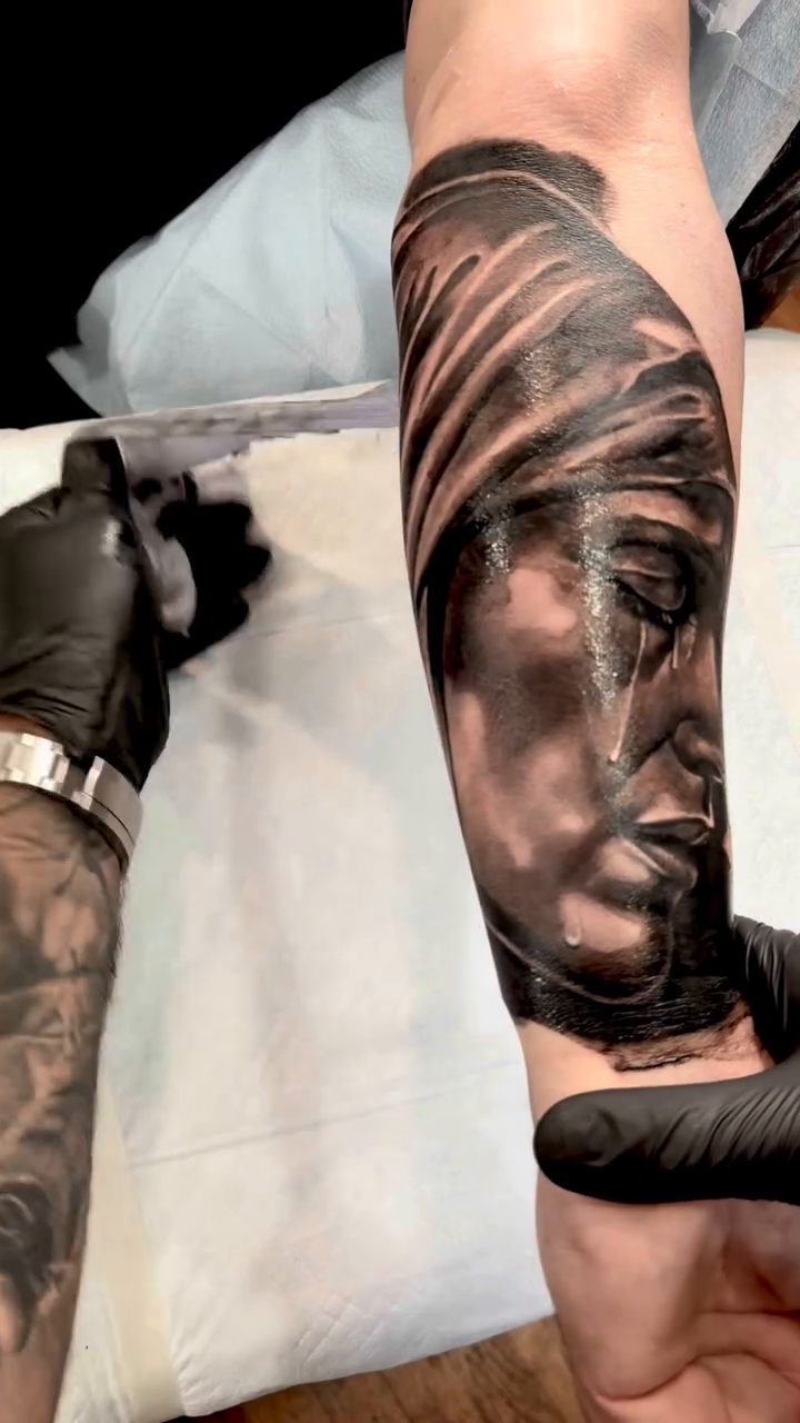 Tattoo by @alisalehtattoos β realism, black_and_grey