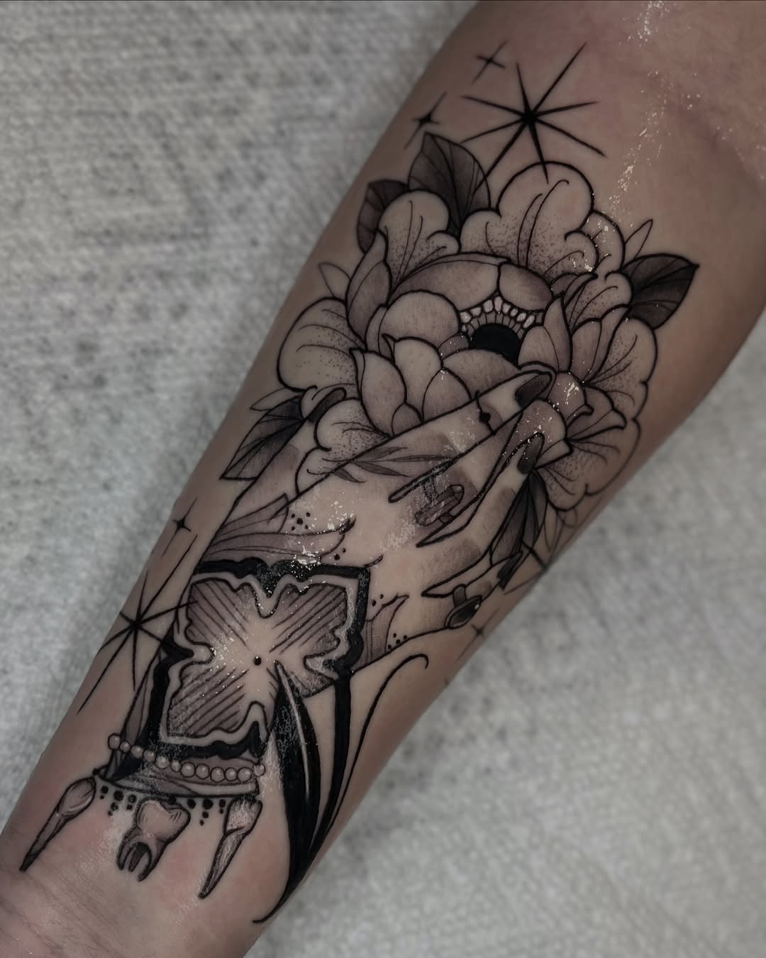 Tattoo by @the.gutter.goblin โ black_and_grey, ornamental