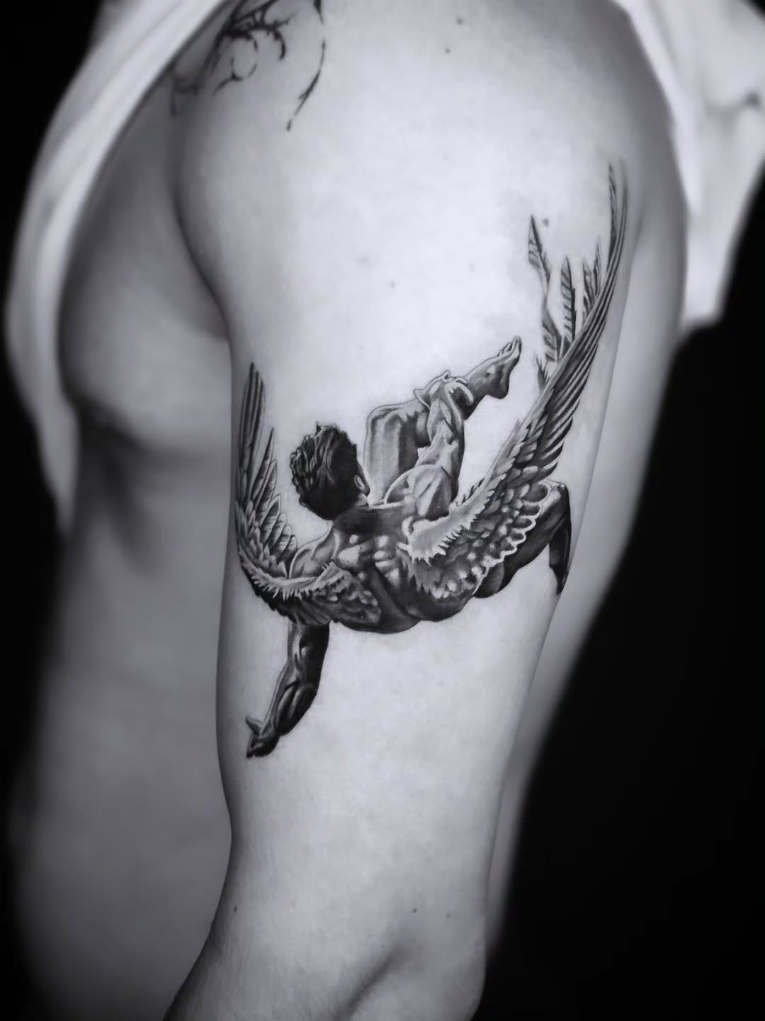 Tattoo by @jakebarneyfromstatefarm — realism, black_and_grey