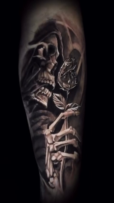 Tattoo by @derrickjoetattooz โ dark_realism, black_and_grey