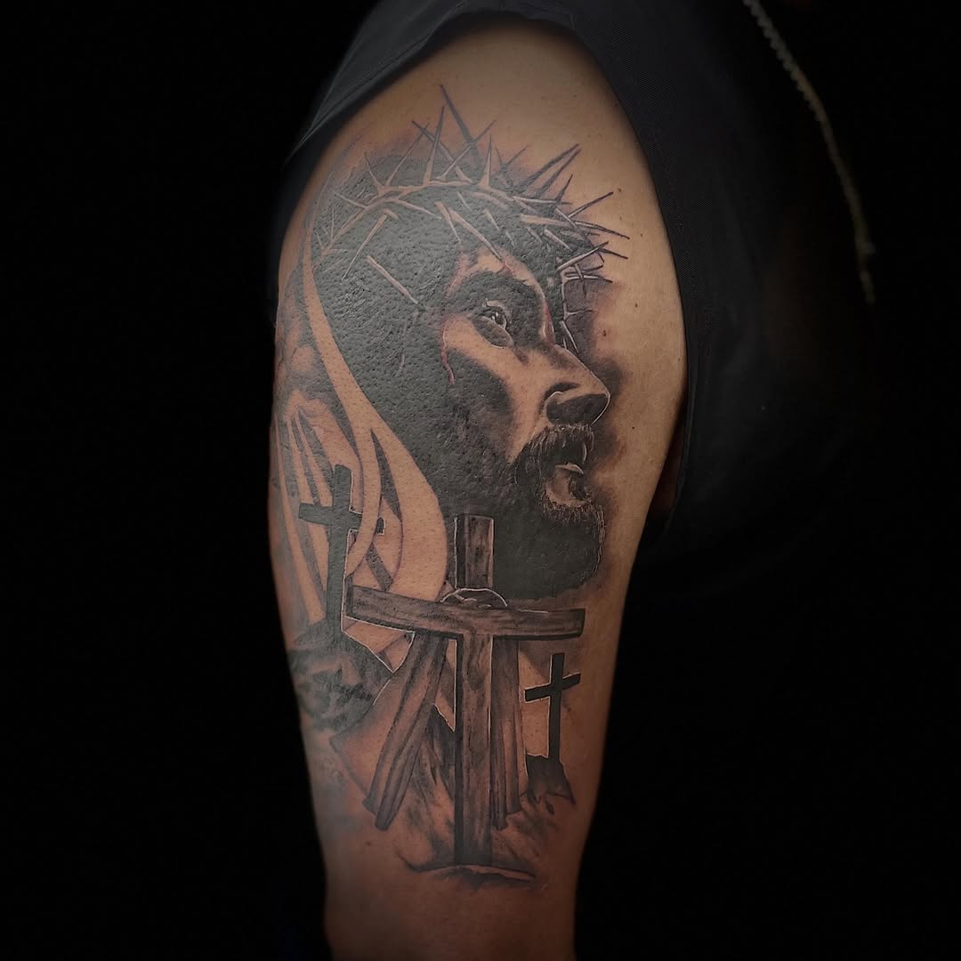 Tattoo by @ghost_world_studios — realism, black_and_grey
