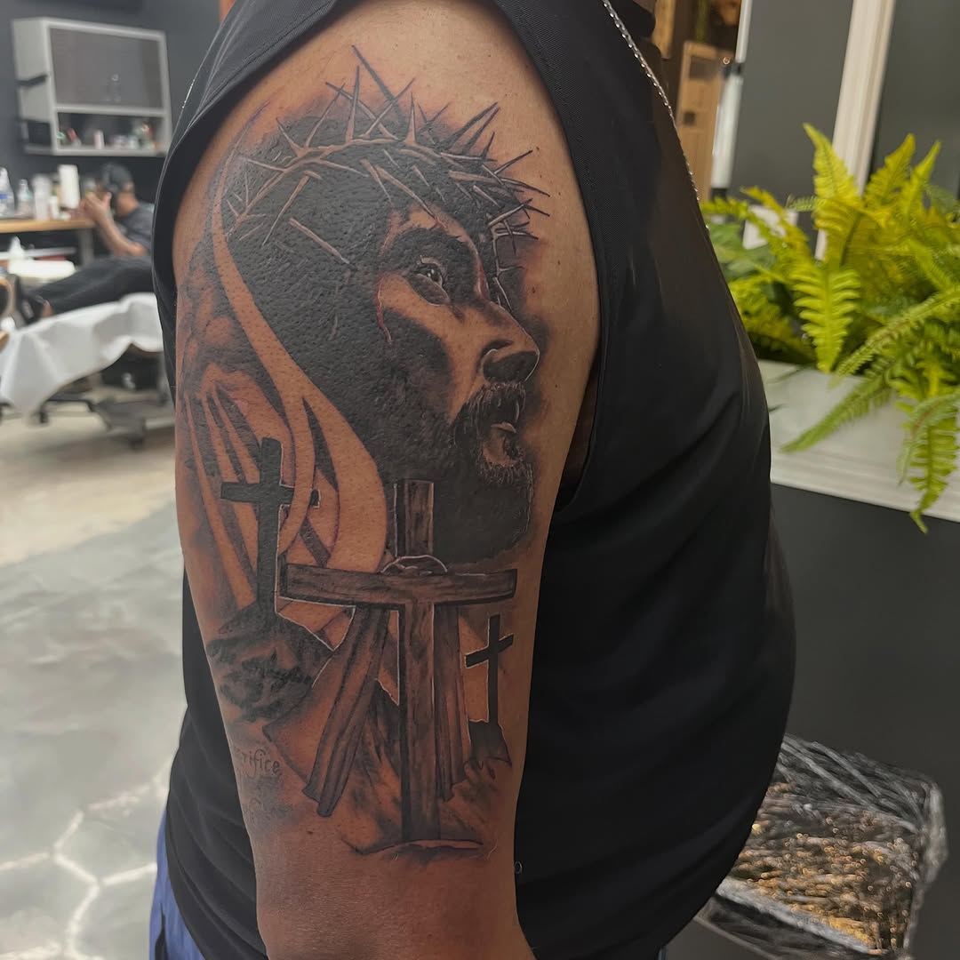 Tattoo by @ghost_world_studios — realism, black_and_grey