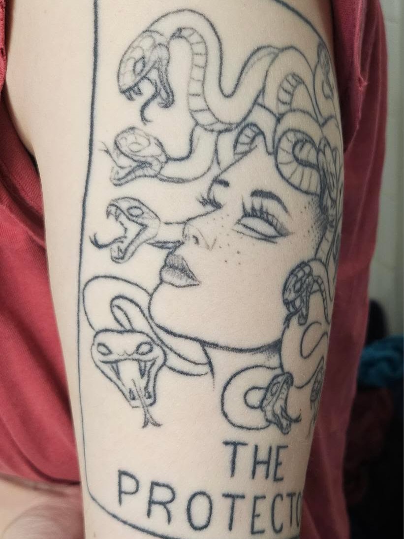 Tattoo by @esauuce — black_and_grey, lettering_script