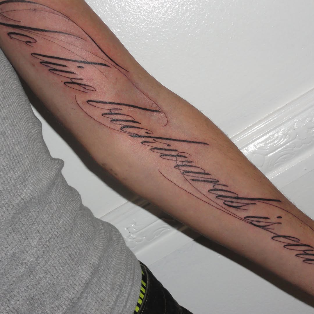 Tattoo by @hhunter.ttt — lettering_script, fine_line
