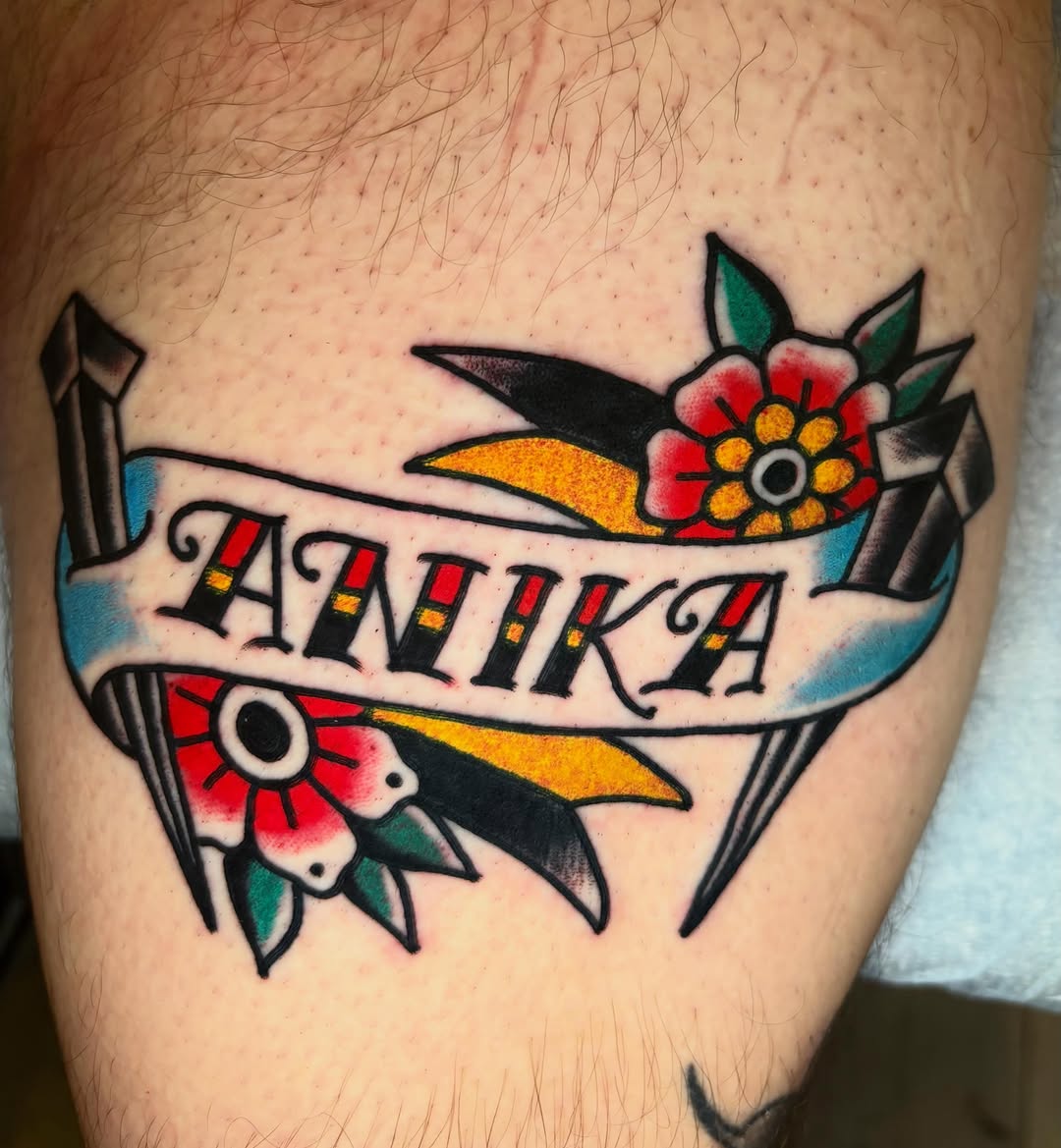 Tattoo by @isantotattoo — american_traditional, lettering_script