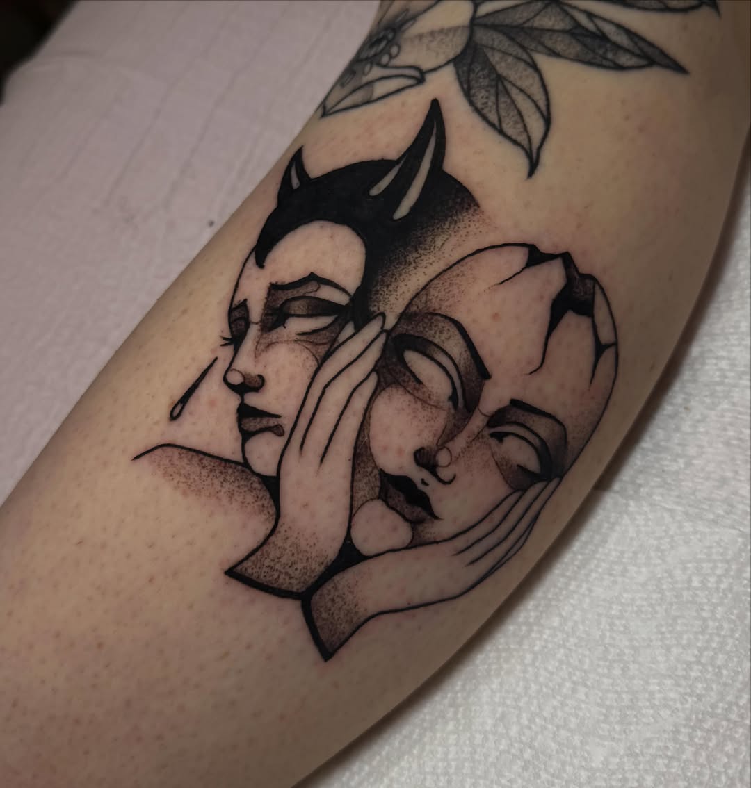 Tattoo by @lauren.tattoos — black_and_grey, surrealism