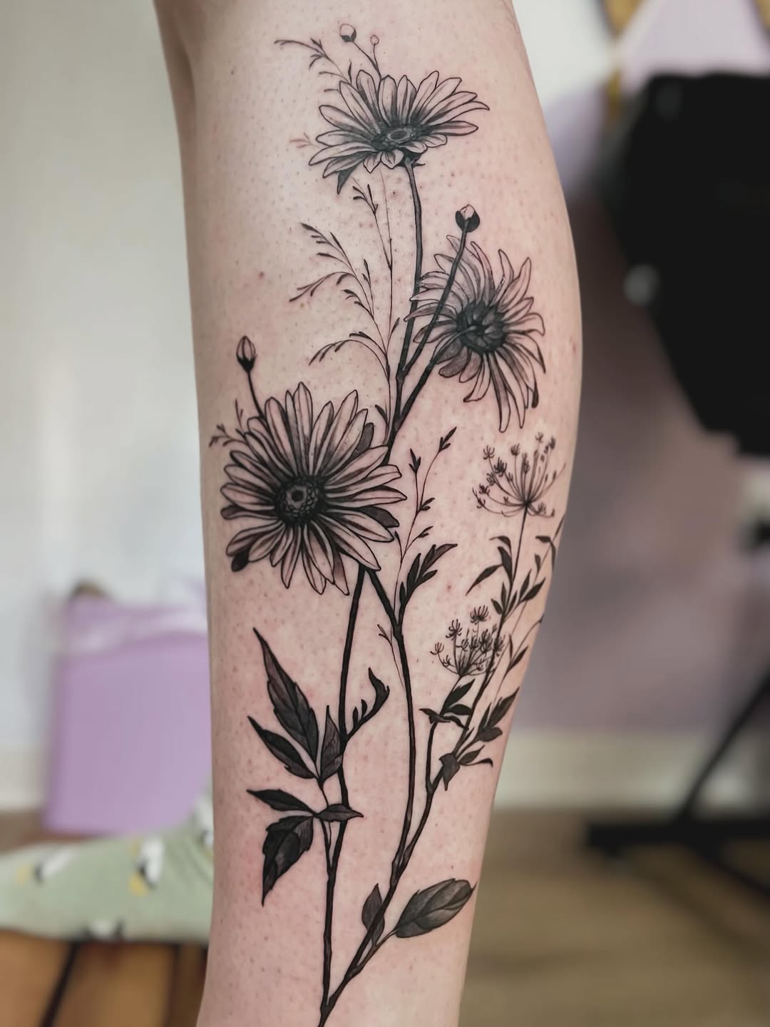 Tattoo by @rachelmillertattoos — fine_line, black_and_grey