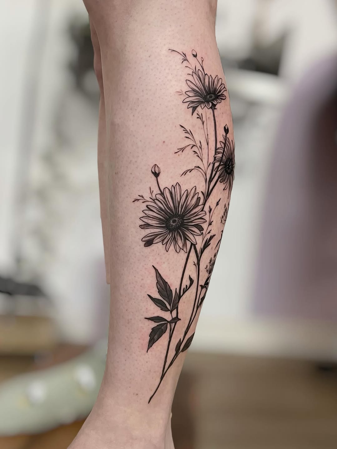 Tattoo by @rachelmillertattoos — fine_line, black_and_grey