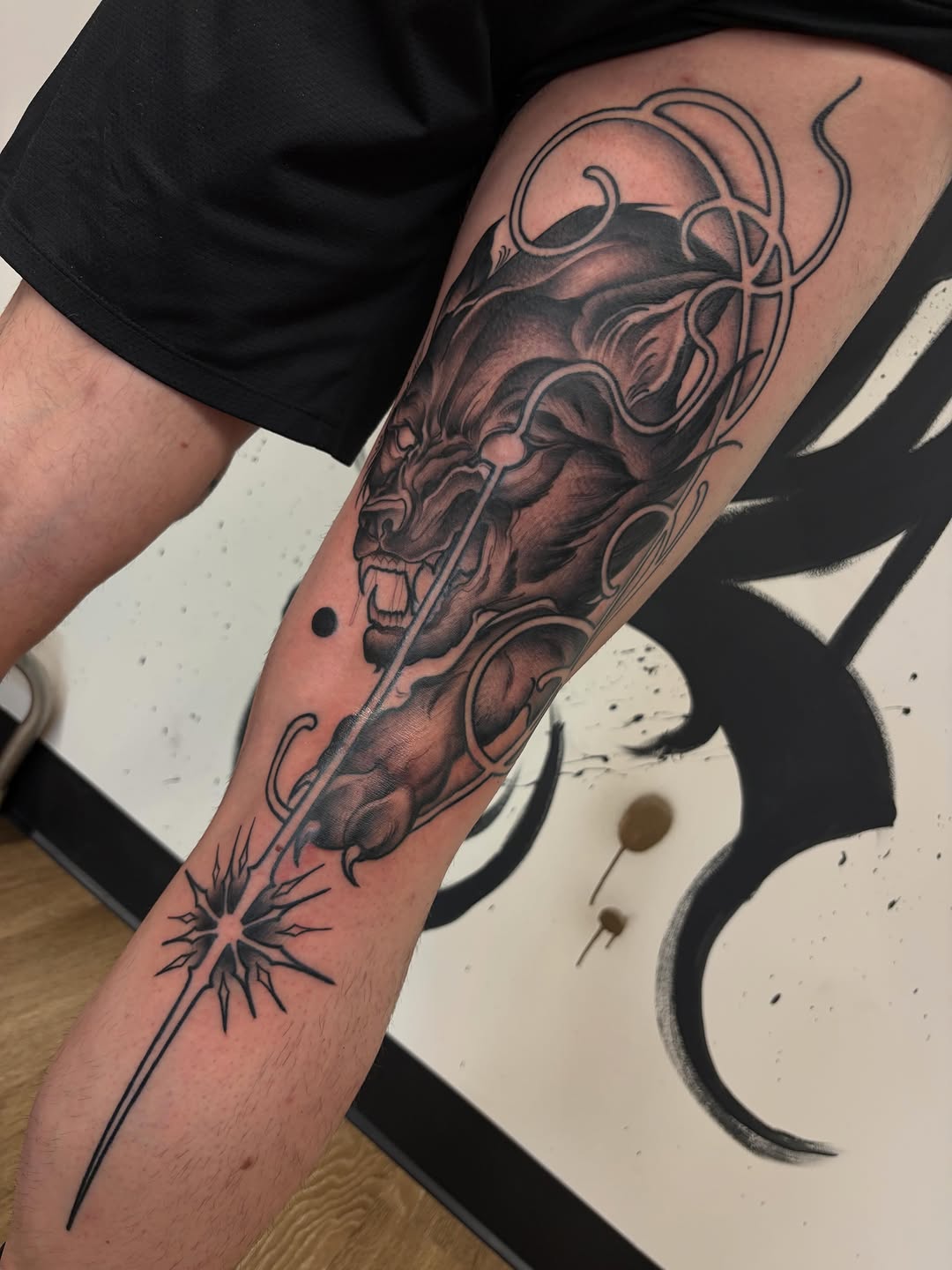 Tattoo by @kaylafaytattoos — blackwork, illustrative
